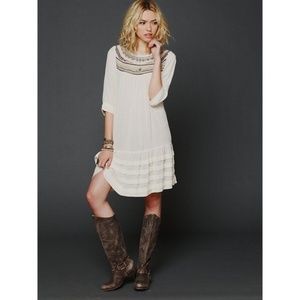 FREE PEOPLE Ribbons & Rows White Beaded Dress S